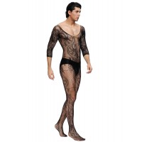 Men's Bodystocking V-Neck BLACK, ONE SIZE